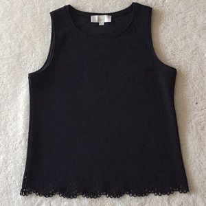 Black LOFT tank top with floral cut bottom